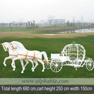 Giant white horse with cart sculpture FBA-034