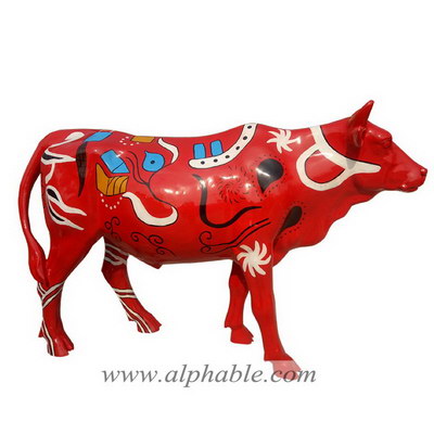 Colorful painted bull sculpture FBA-038