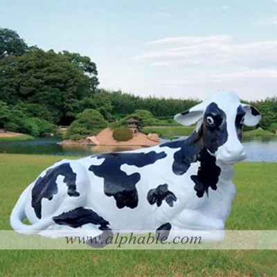 Large laying cow sculpture FBA-045