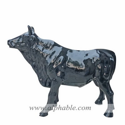Fiberglass black bull sculpture FBA-052