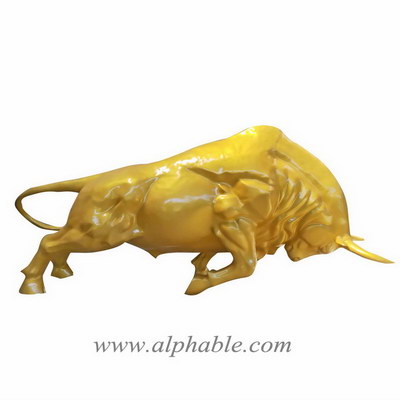Fiberglass golden bull sculpture FBA-056