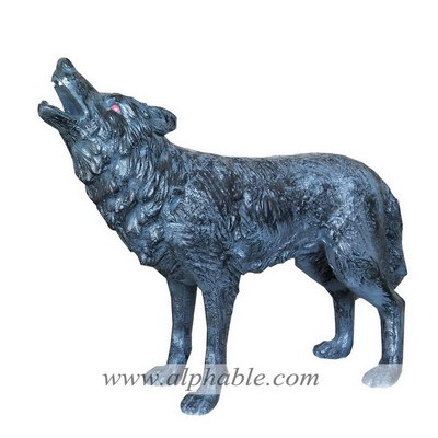 Fiberglass life size howling wolf sculpture FBA-119