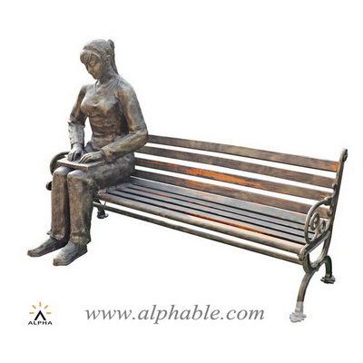 Girl on bench garden statue FBF-015