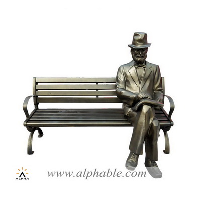 Fiberglass man sitting on bench FBF-016