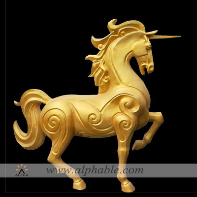 Golden abstract horse sculpture FBM-004