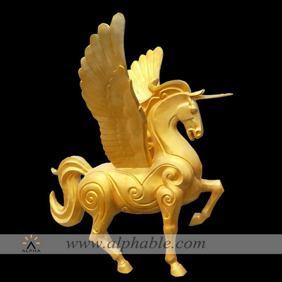 Golden abstract unicorn sculpture FBM-005