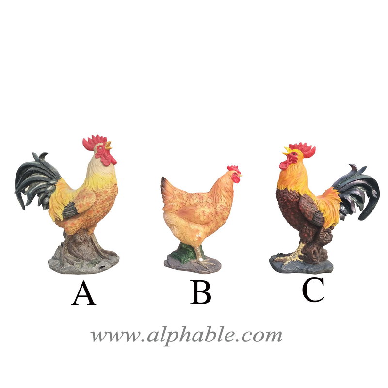 Yard ornament cock and hen sculptures FBA-110