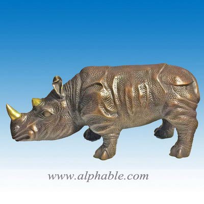 Small bronze rhino art sculpture CA-059