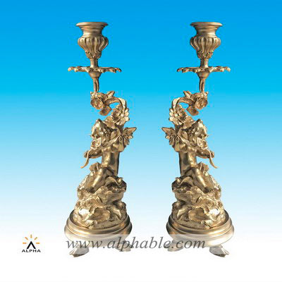 Vintage brass candle holders with angel statue CCD-007