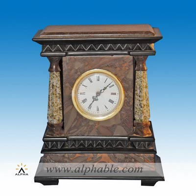 Brass and marble mixed brown clock CC-022