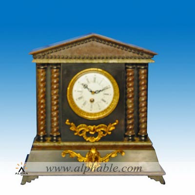 Brass mix marble carved clock CC-042