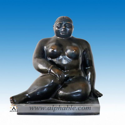 Bronze sitting fat lady sculpture CCS-177