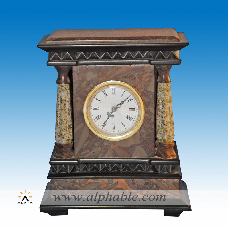 Brass and marble mixed brown clock CC-022