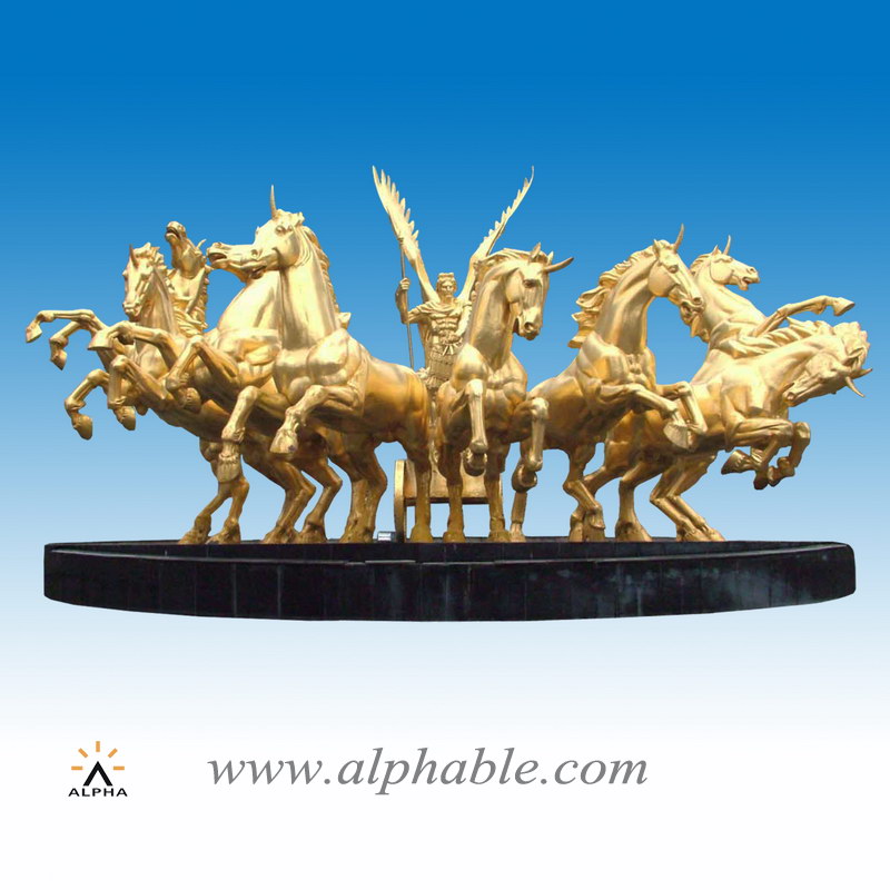 Giant brass Apollo chariot and horses fountain CCF-004