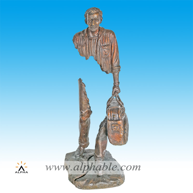 Bronze modern sculpture man with bag CMS-052