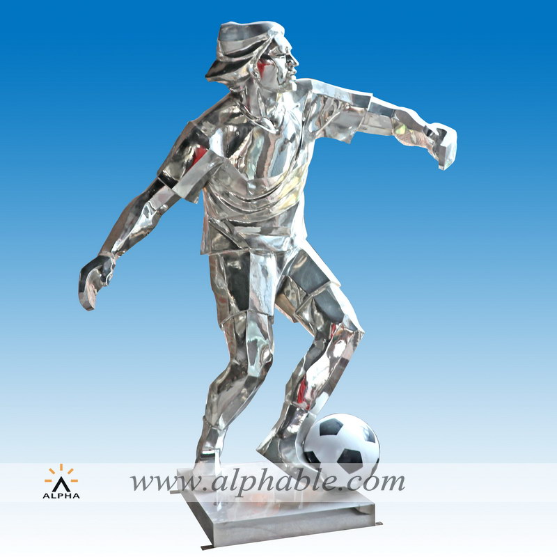 Stainless steel football player statue STL-016