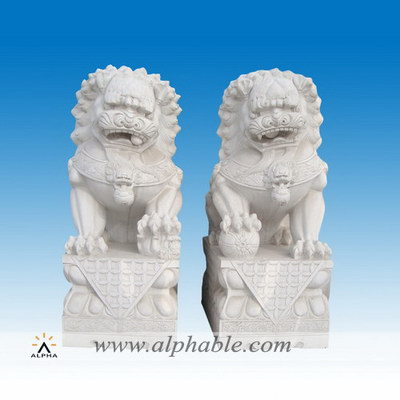 White marble Chinese lion dog SA-012