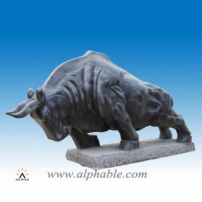 Black marble bull sculpture SA-018