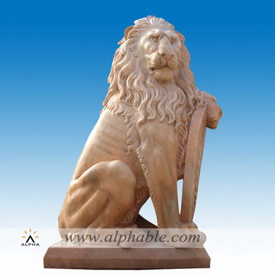 Holding shield roman lion statue SA-036