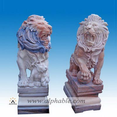 Marble lion statues for front porch SA-040