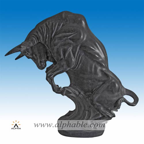 Small black marble bull figurine SA-048
