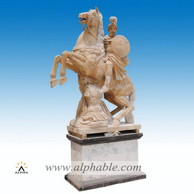 Marble Greek warrior on horse sculpture SS-259