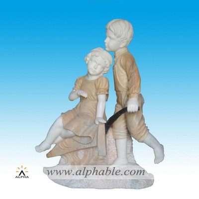 Marble boy and girl statues SS-059