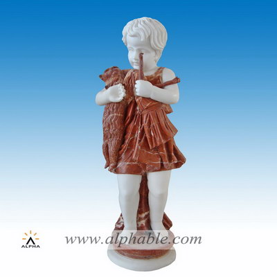 Marble girl with cat girl sculpture SS-146