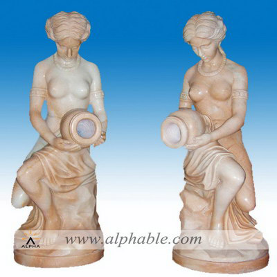 Marble sitting lady with jar statue SS-223