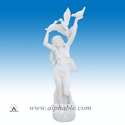 Marble naked female with birds sculpture SS-249