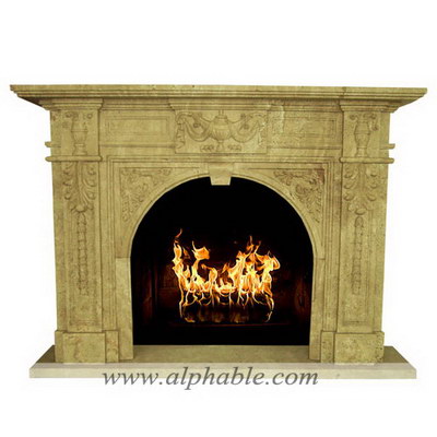Carved travertine victorian fireplace SF-062