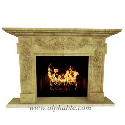 Flower design travertine fireplace SF-063