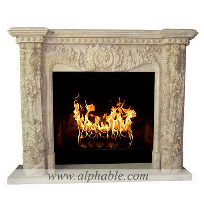 Light travertine fireplace mantel SF-068