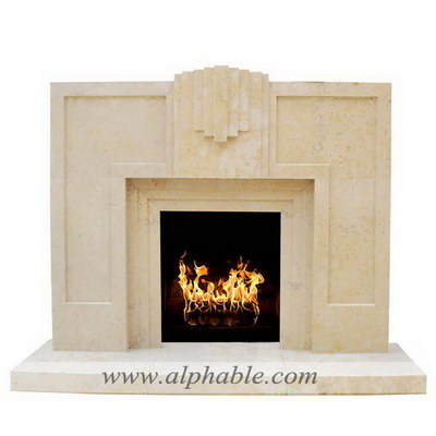 Modern limestone fireplace SF-074