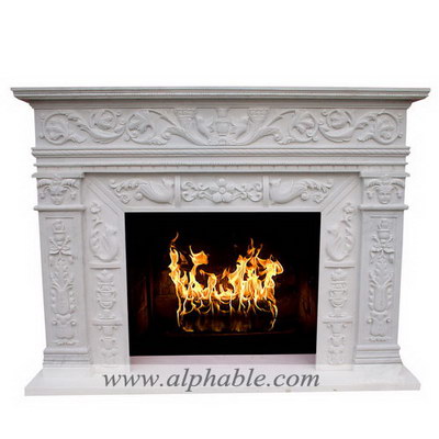 Yellow limestone fireplace mantle SF-079