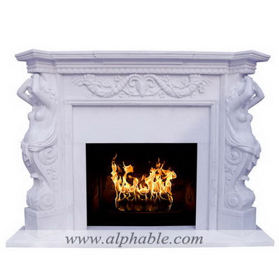 Marble fireplace mantel with statue column SF-118