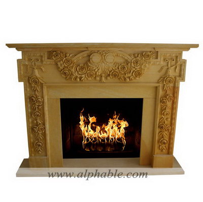 Carved marble flower design fireplace mantle SF-119