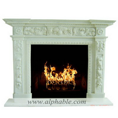 White marble fireplace mantel with fruits SF-149