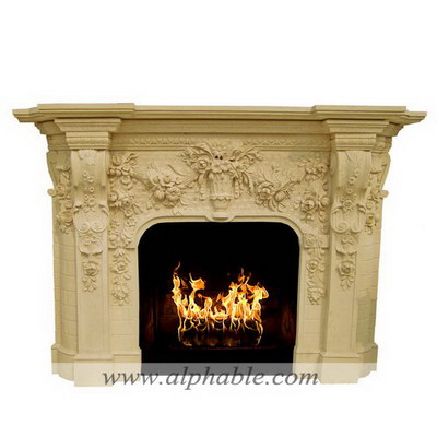 Natural marble fireplace with flowers SF-152