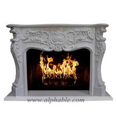 Custom white marble fireplace SF-297