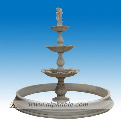 Outdoor round stone water feature SZF-039