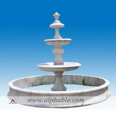 White marble round outdoor water fountains SZF-089