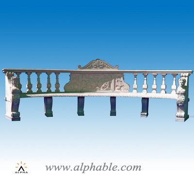 White marble outdoor bench with back STB-005