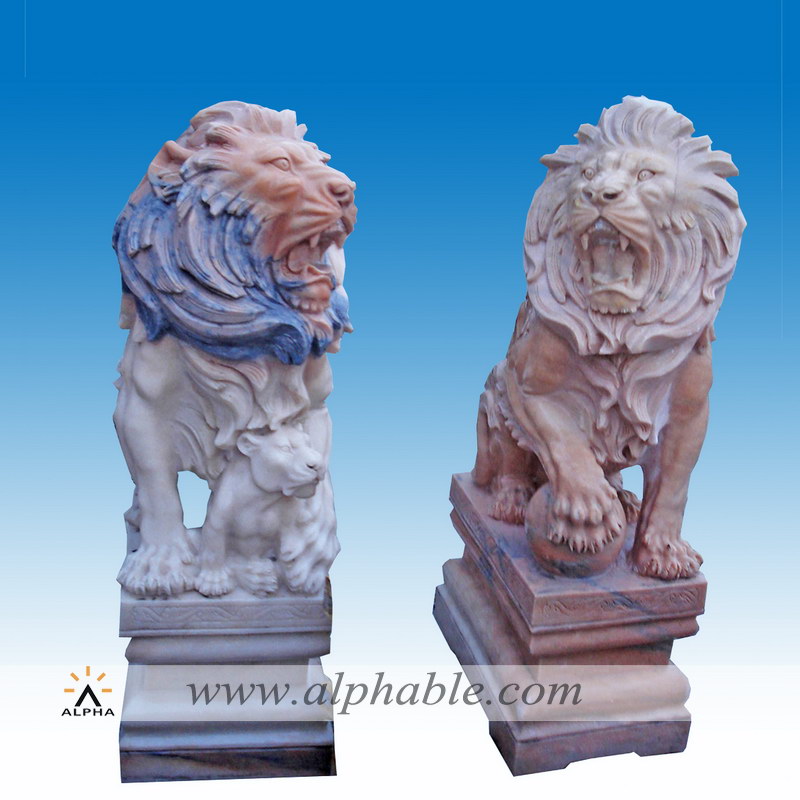 Marble lion statues for front porch SA-040