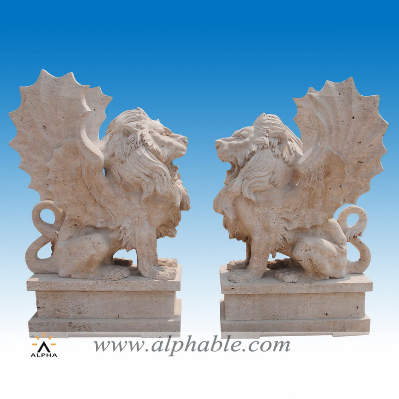 Carved stone lion sculptures SA-075