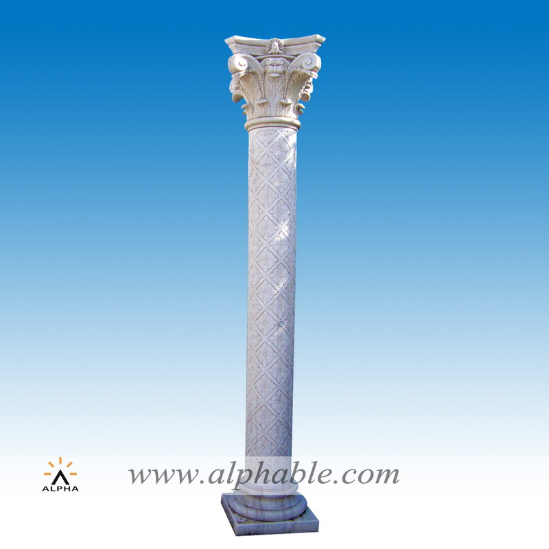 Hand carved white marble column SP-010