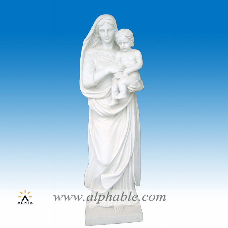 Marble Mary holding Jesus statue SS-005