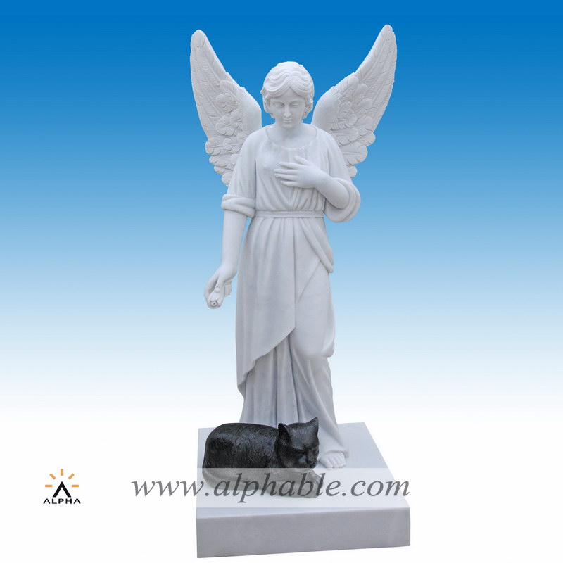 Marble cat angel statue SS-404