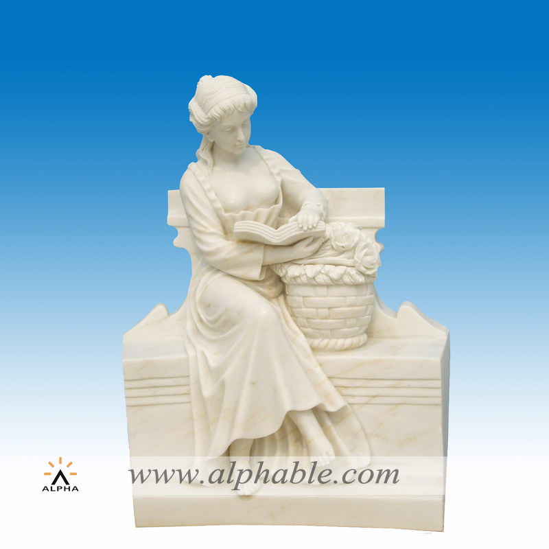Sitting reading statuary marble SS-028