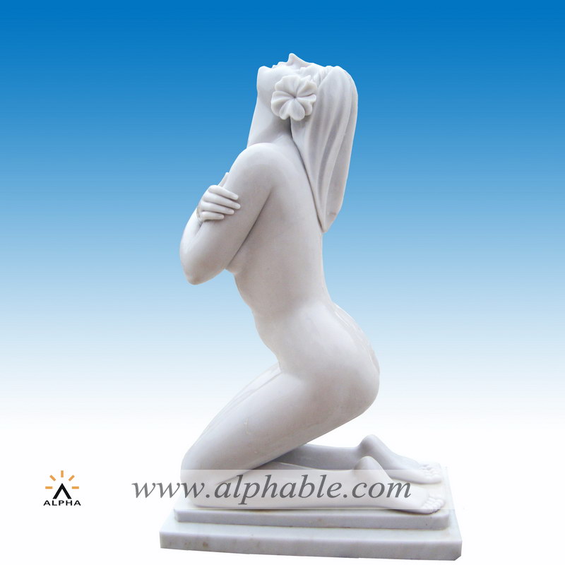 Marble naked female kneeling statue SS-154